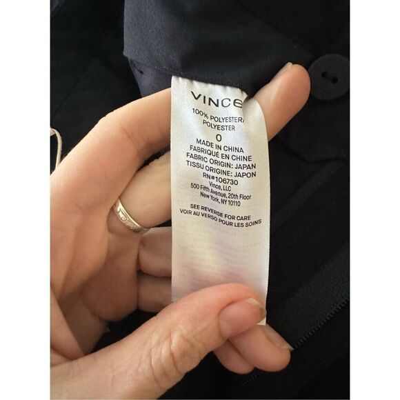 NWT VINCE Soft Tailored black Trouser ankle length pant style VR68621640 Size0 - Picture 5 of 12